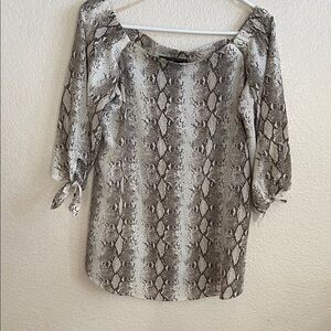 Chic Snake Print Top with Tie Sleeves